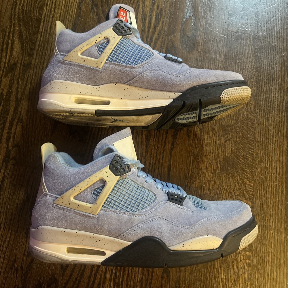Jordan Air Jordan 4 Men's Mid Top Suede Sneakers Blue/Gray/Black Lace Up Size 13